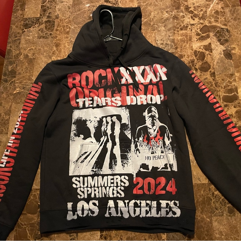 Omer Black Distressed Graphic Hoodie